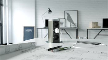 Metalline® Tower-Line Bas-Aç Masaüstü Priz Kutusu - Gümüş