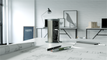 Metalline® Tower-Line Bas-Aç Masaüstü Priz Kutusu USB - Antrasit
