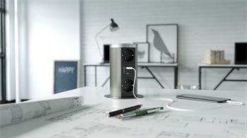Metalline® Tower-Line Bas-Aç Masaüstü Priz Kutusu USB - Gümüş