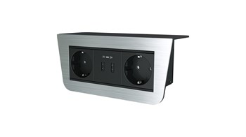 Metalline® Under-Line Tezgah Altı Priz&Usb Kutusu - Paslanmaz