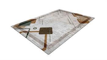 Piksel Halı Gri Geometrik Desenli Dijital Baskı Halı