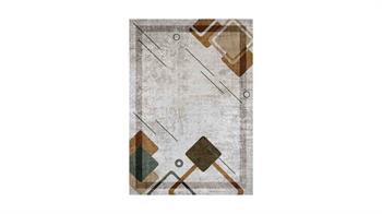 Piksel Halı Gri Geometrik Desenli Dijital Baskı Halı