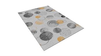 Piksel Halı Gri Yuvarlak Desenli Dijital Baskı Mutfak Halı