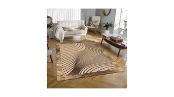 Piksel Halı Kahverengi Modern Çizgili Dijital Baskı Halı