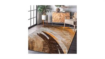 Piksel Halı Kahverengi Modern Desenli Dijital Baskı Halı