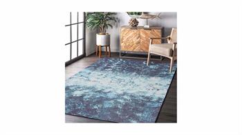 Piksel Halı Mavi Modern Dijital Baskı Halı