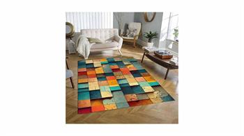 Piksel Halı Renkli Kare Desenli Dijital Baskı Halı