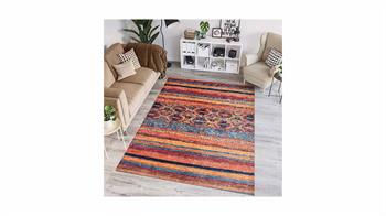 Piksel Halı Turuncu Çizgili Dijital Baskı Halı