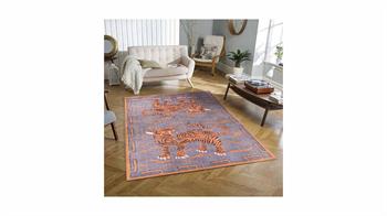 Piksel Halı Turuncu Hayvan Desenli Dijital Baskı Halı