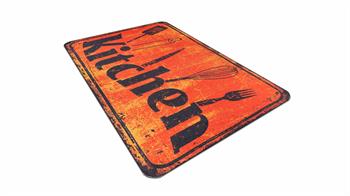 Piksel Halı Turuncu Mutfak Dijital Baskı Halı