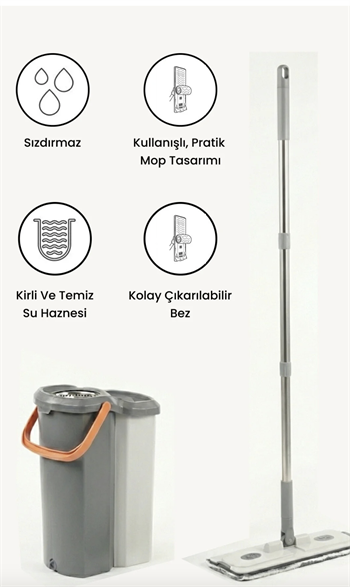 VALLETTA KOLOMBO KİRLİ VE TEMİZ SU AYIRICILI ÇİFT BÖLMELİ TABLET MOP SETİ SIYIRICILI TEMİZLİK KOVASI