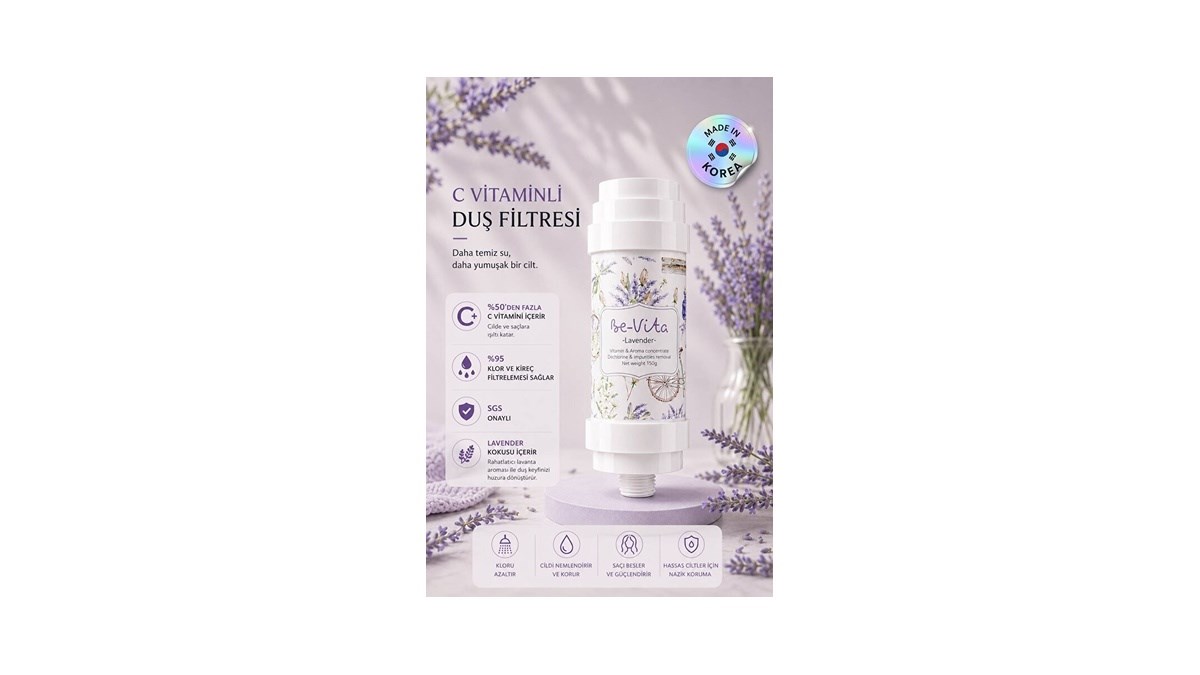 Be-Vita Lavender C Vitaminli Cilt Besleyici Klor ve Kireç Önleyici Aromatik Duş Filtresi Su Arıtıcı (150gr)