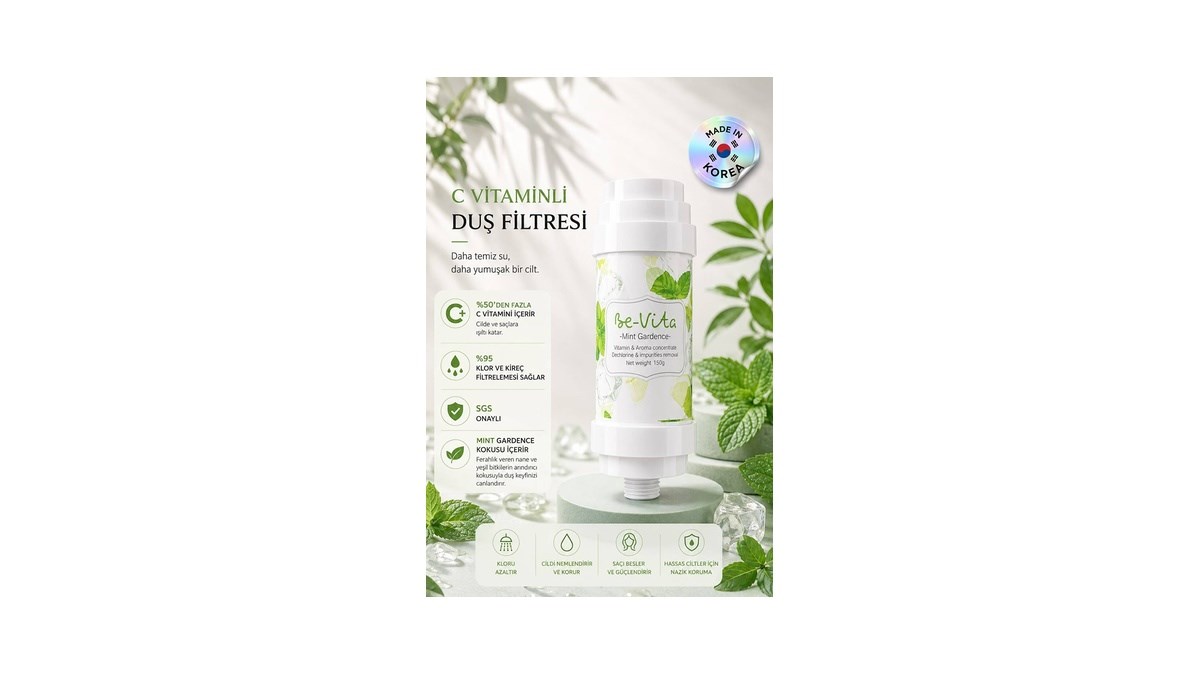 Be-Vita Mint Garden (ice) C Vitaminli Aromatik Duş Filtresi - Cilt Besleyici Klor ve Kireç Arıtıcı Duş Filtresi (150gr)