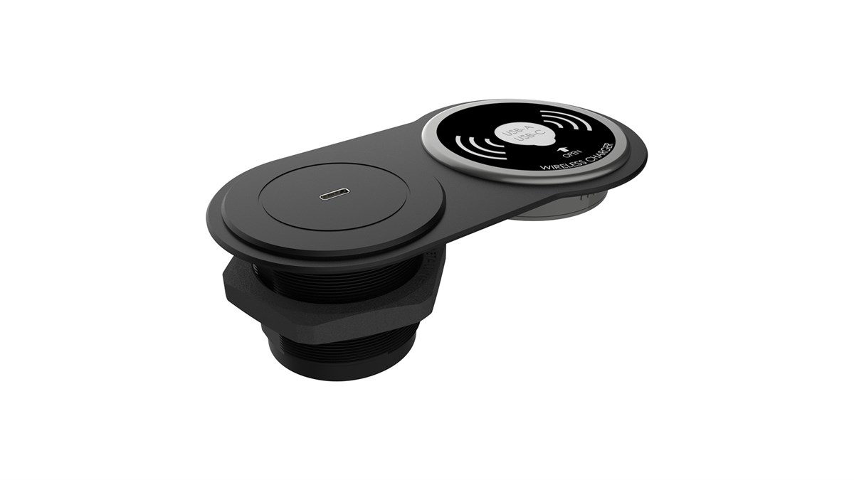 Circular-Line Modüler Priz Kutusu Wireless Type-C-Siyah