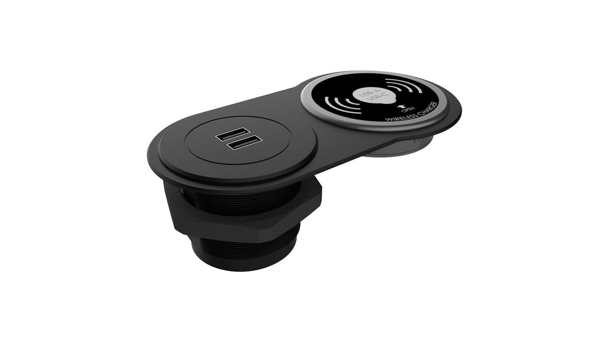 Circular-Line Modüler Priz Kutusu Wireless USB-Siyah