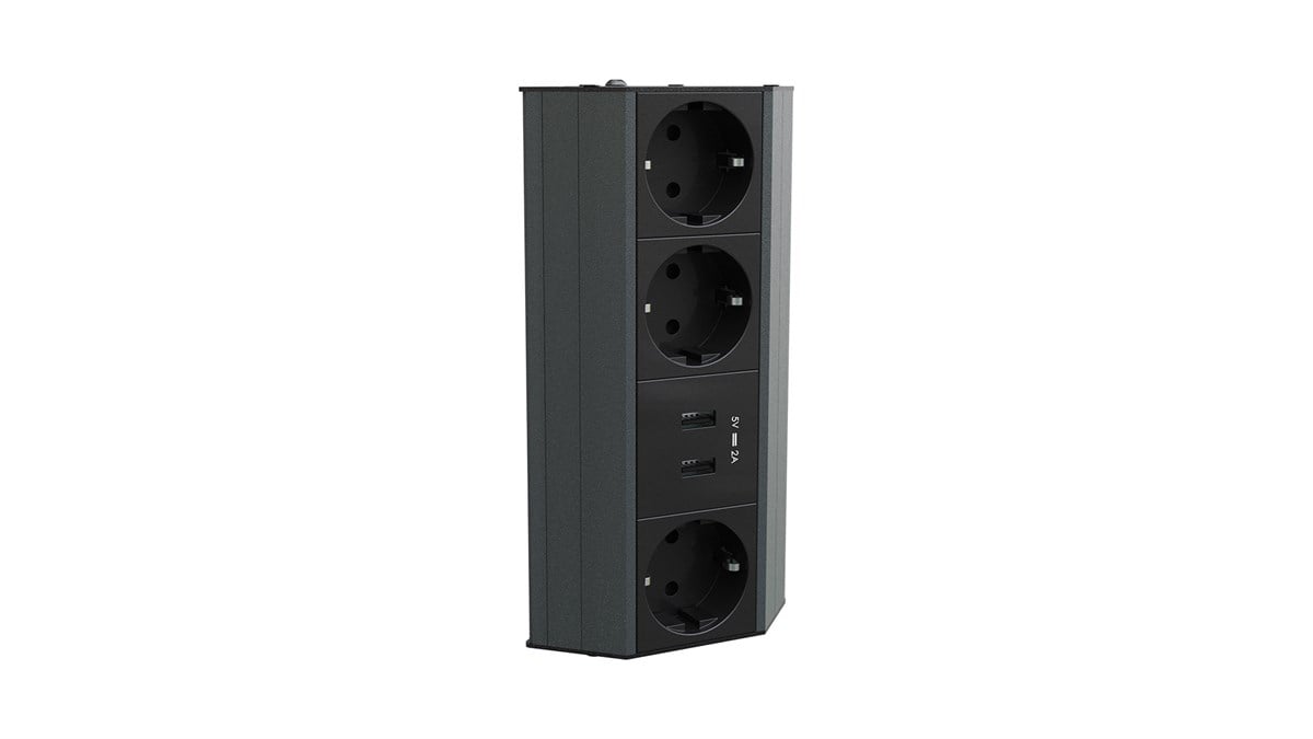 Metalline® Corner-Line Raf Priz Sistemi USB - Antrasit