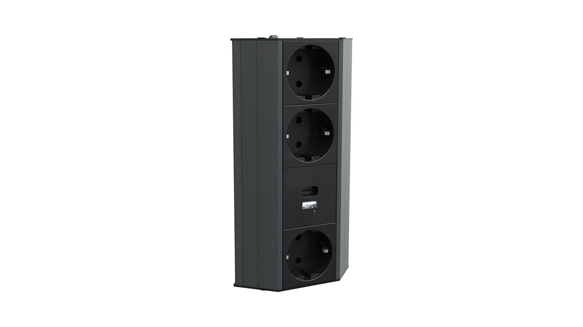Metalline® Corner-Line Raf Priz Sistemi USB-A / USB-C - Antrasit
