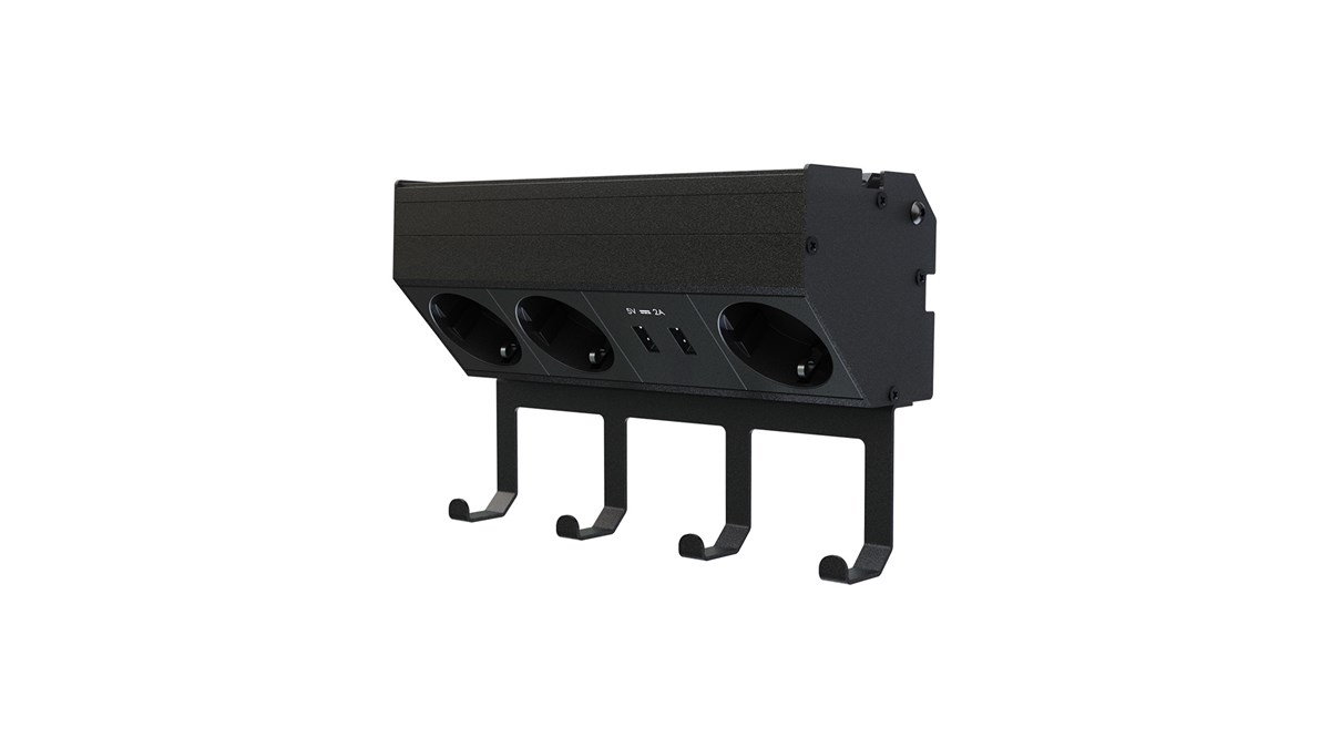 Metalline® Corner-Line Raf Priz Sistemi Askılı - Siyah