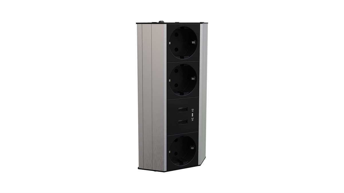 Metalline® Corner-Line Raf Priz Sistemi USB - Natürel Eloksal