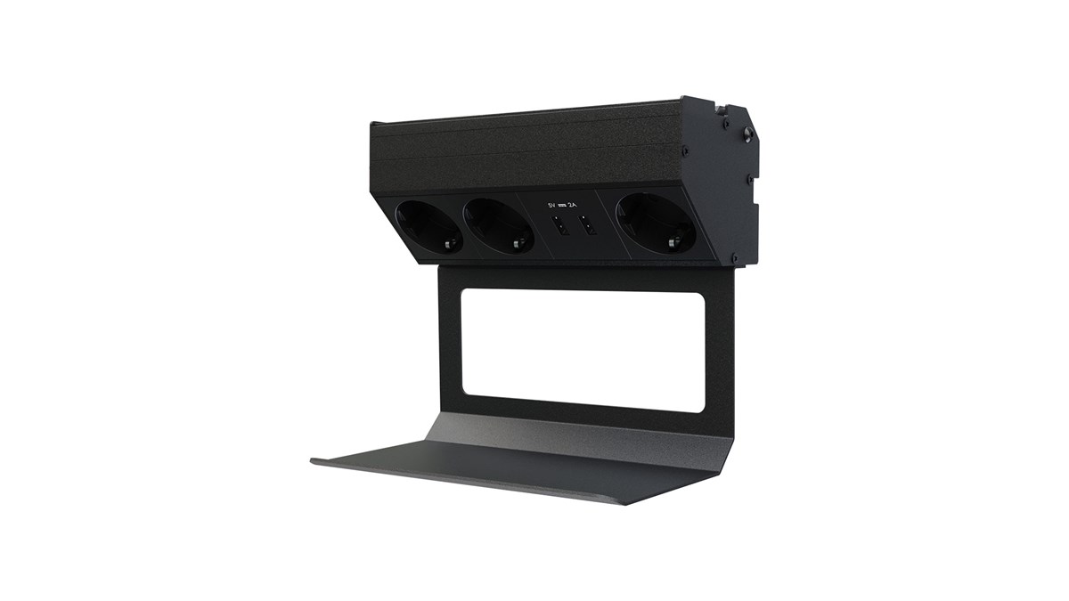 Metalline® Corner-Line Raf Priz Sistemi Telefon Raflı - Siyah