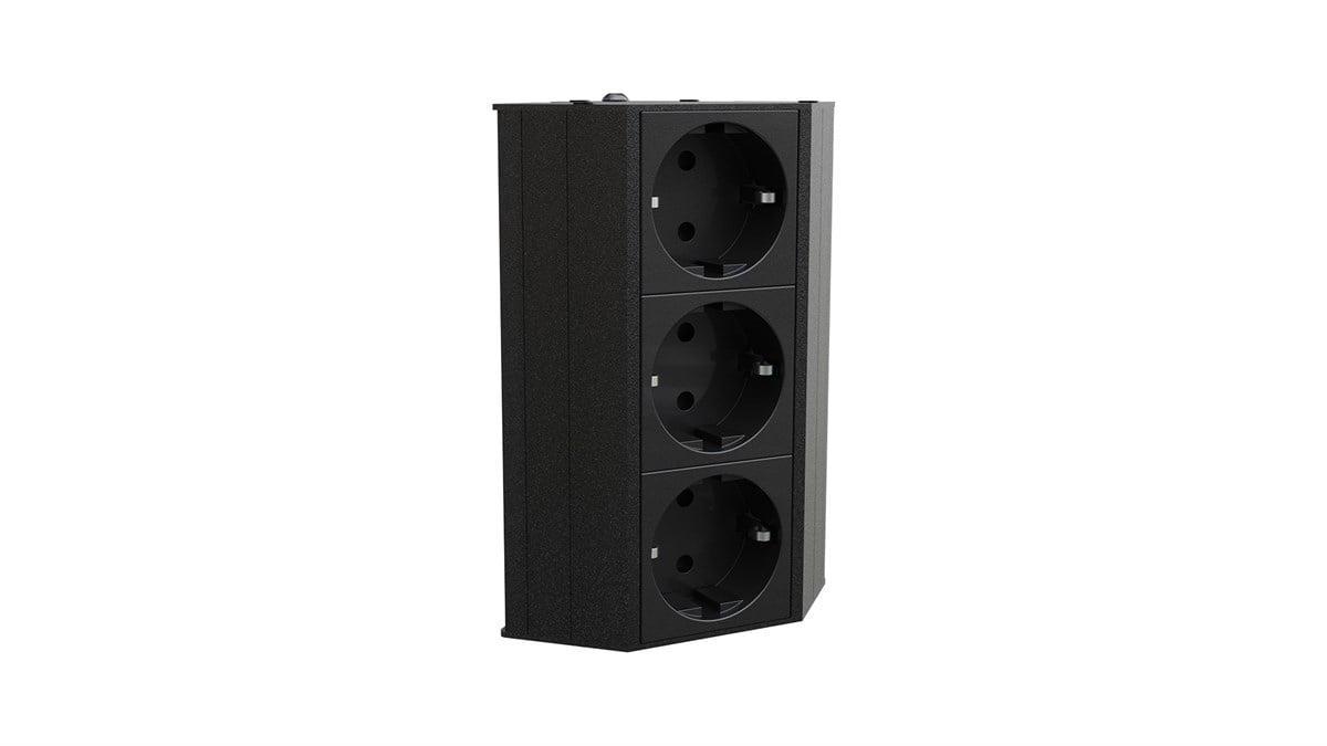 Metalline® Corner-Line Raf Priz Sistemi 3 Priz - Siyah