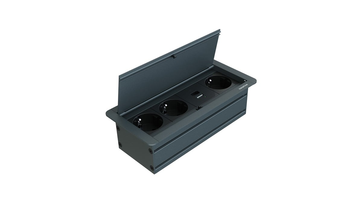 Metalline® Klip-Line Bas-Aç Priz Sistemi USB-A / USB-C - Antrasit