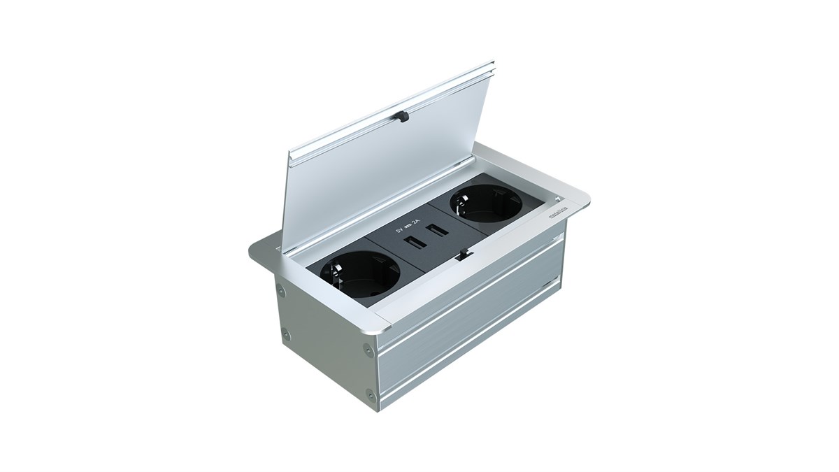 Metalline® Klip-Line Bas-Aç Priz Sistemi USB - Natürel Eloksal