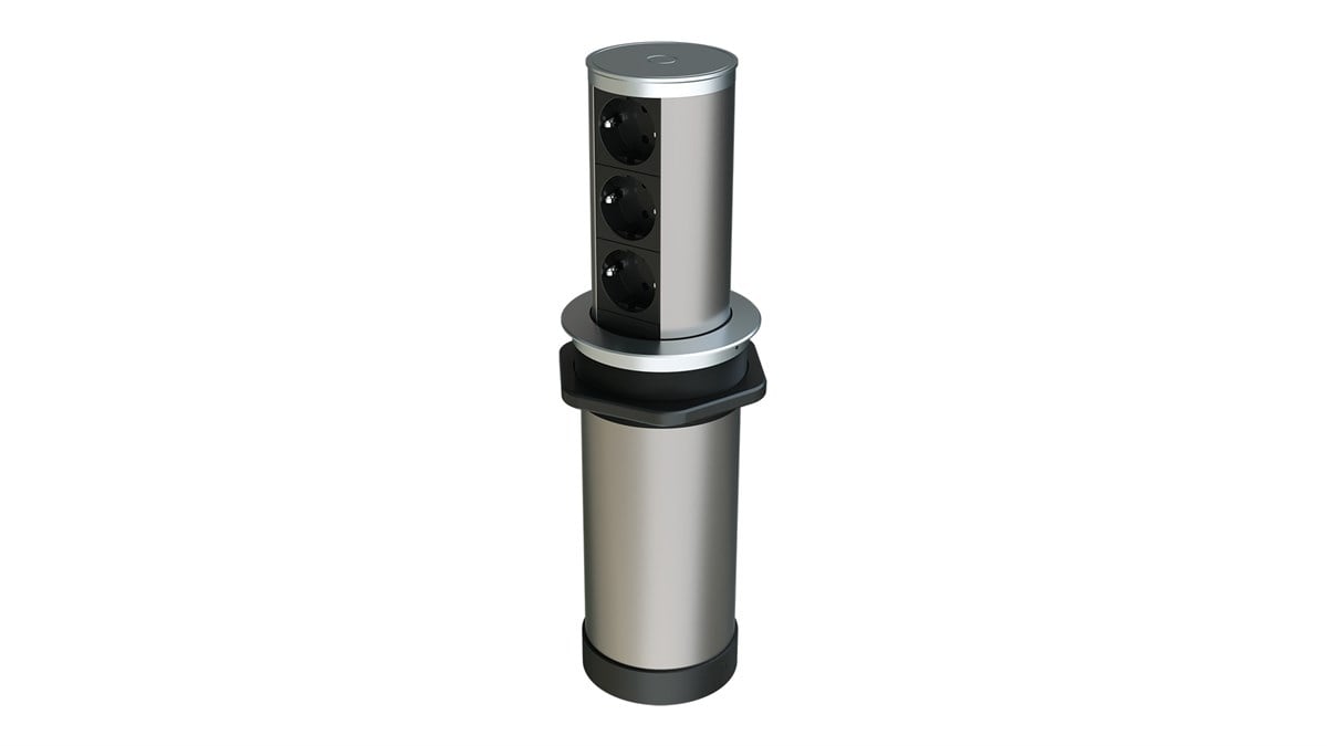 Metalline® Tower-Line Bas-Aç Masaüstü Priz Kutusu - Metal