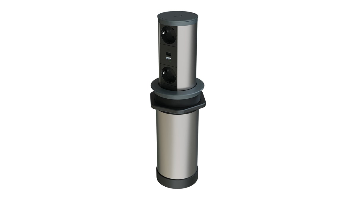 Metalline® Tower-Line Bas-Aç Masaüstü Priz Kutusu Kombin - Antrasit
