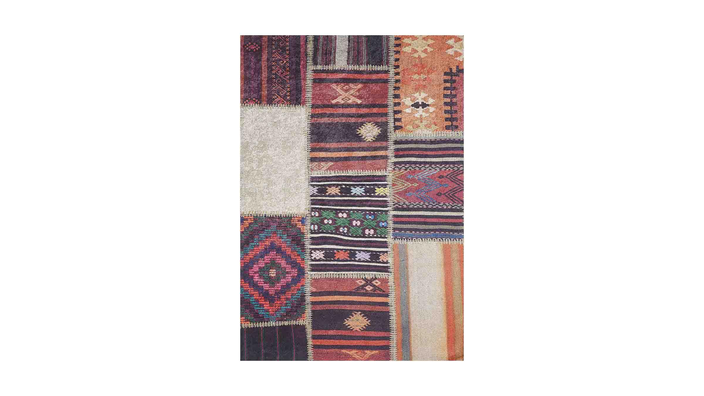 Piksel Halı Bordo Patchwork Dijital Baskı Halı