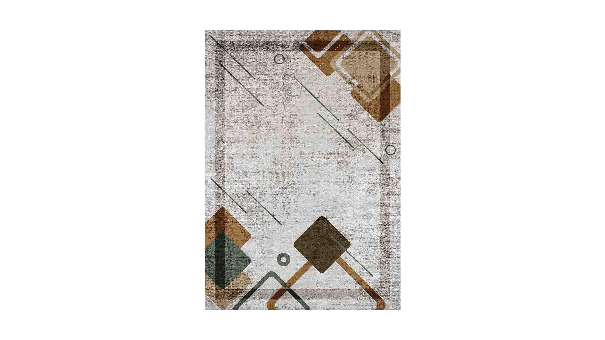 Piksel Halı Gri Geometrik Desenli Dijital Baskı Halı