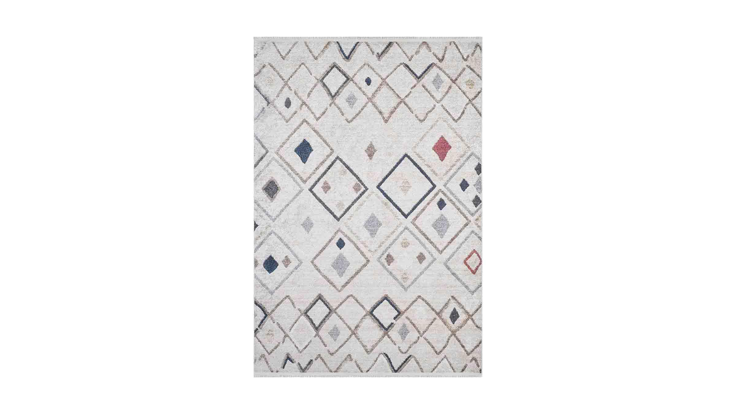 Piksel Halı Krem Geometrik Desenli Dijital Baskı Halı