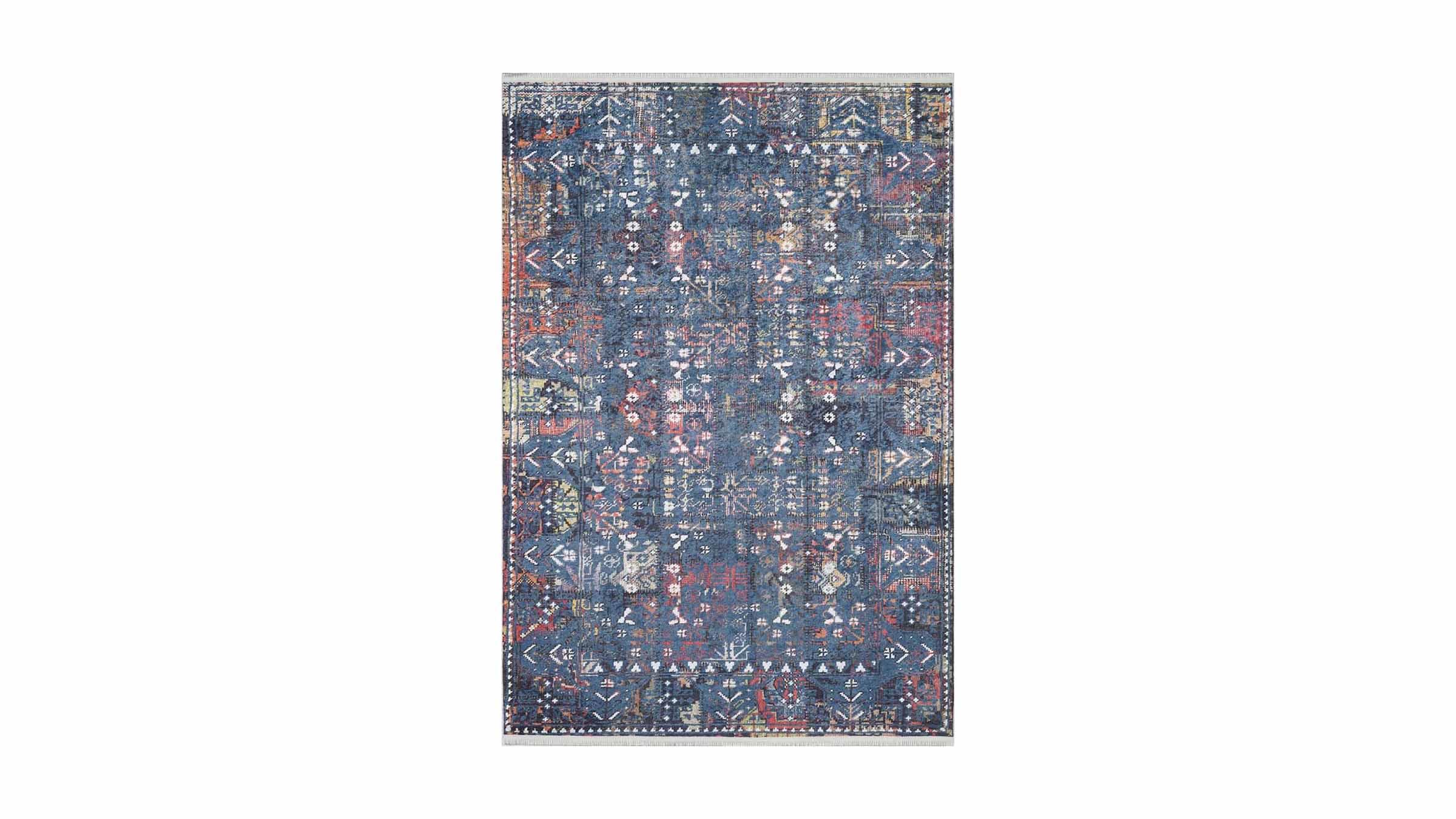 Piksel Halı Mavi Modern Desenli Dijital Baskı Halı