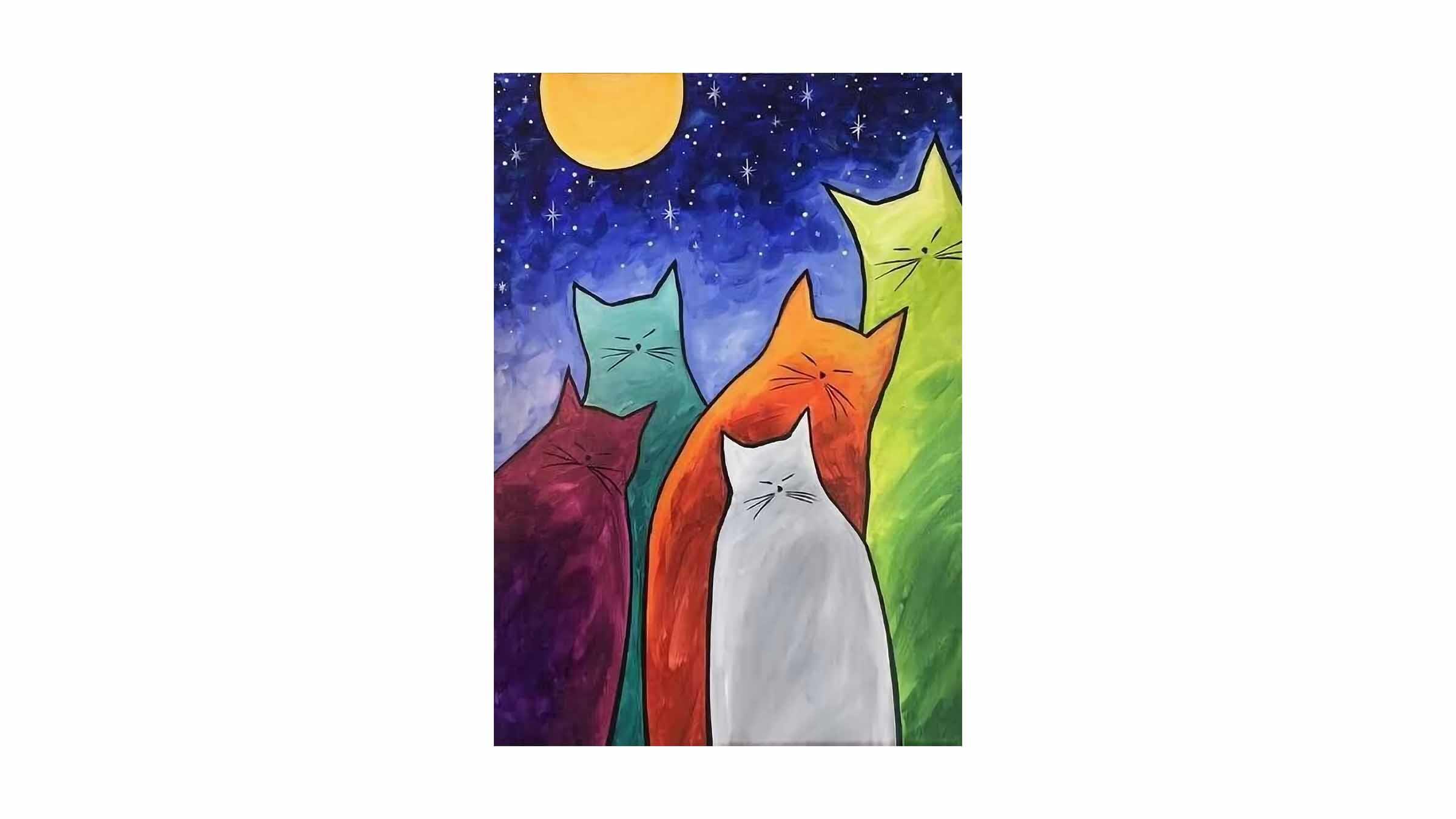 Piksel Halı Renkli Kedi Desenli Dijital Baskı Halı