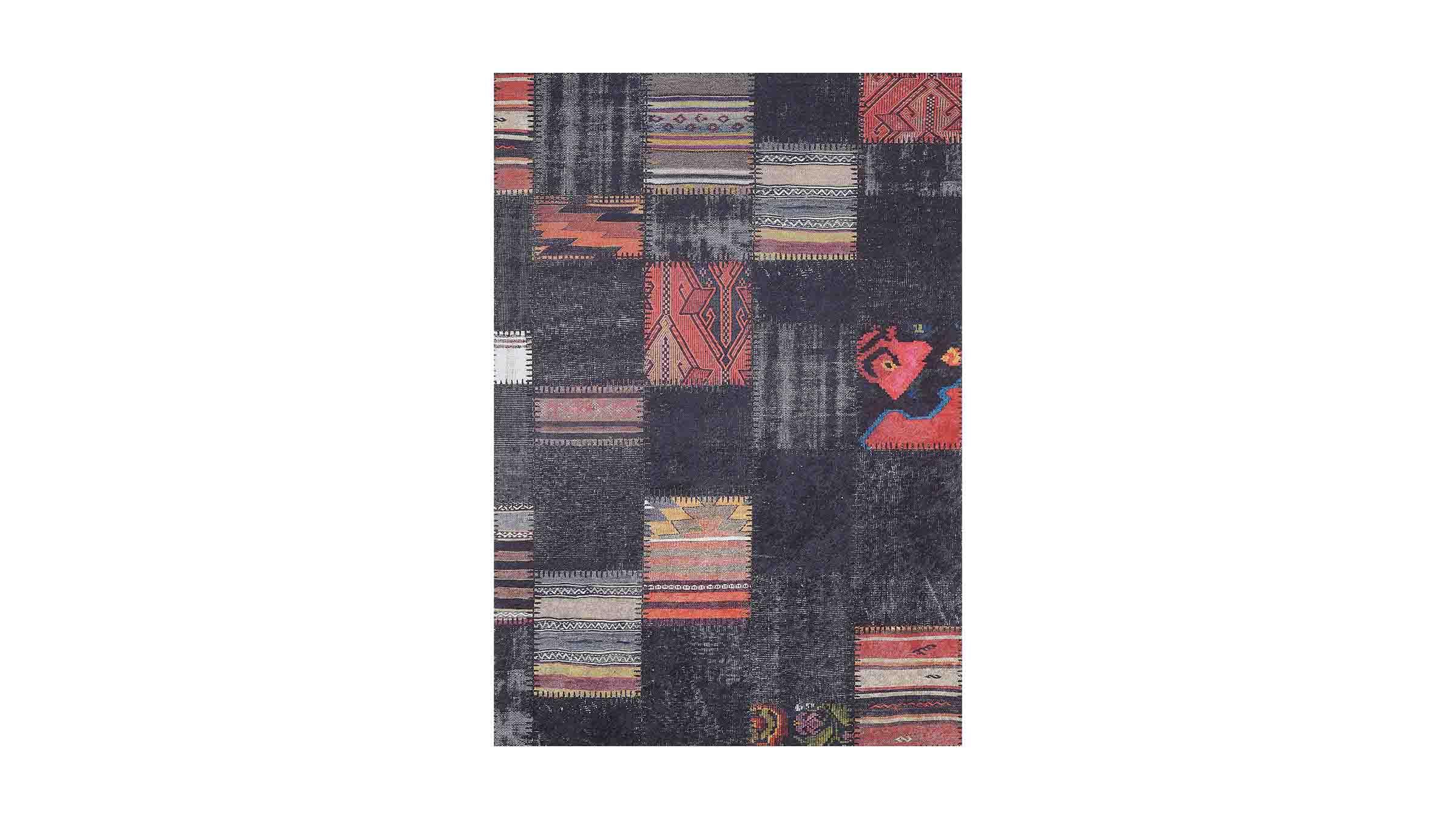 Piksel Halı Siyah Patchwork Desen Dijital Baskı Halı