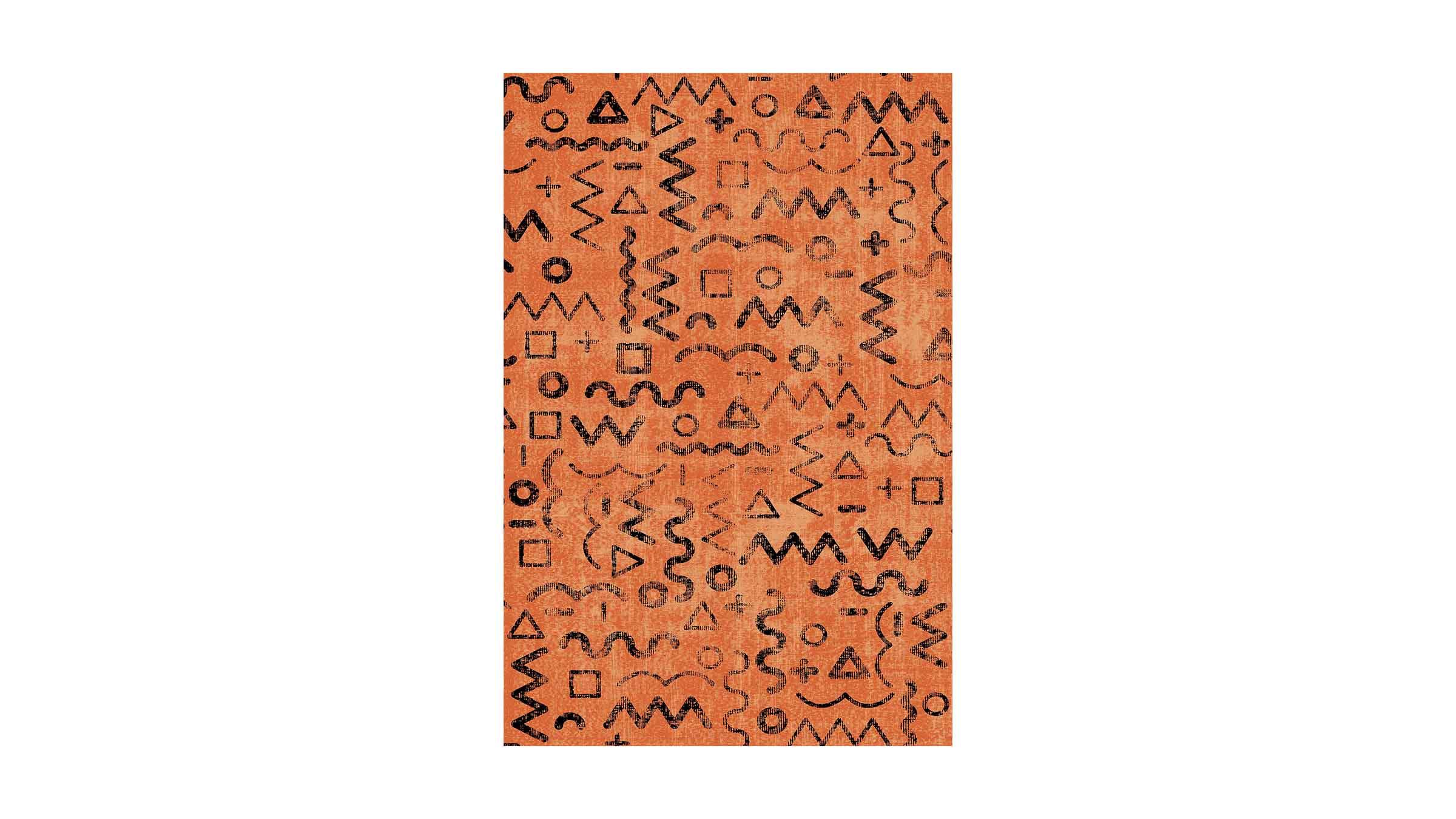 Piksel Halı Tarçın Rengi Sembol Desenli Dijital Baskı Halı