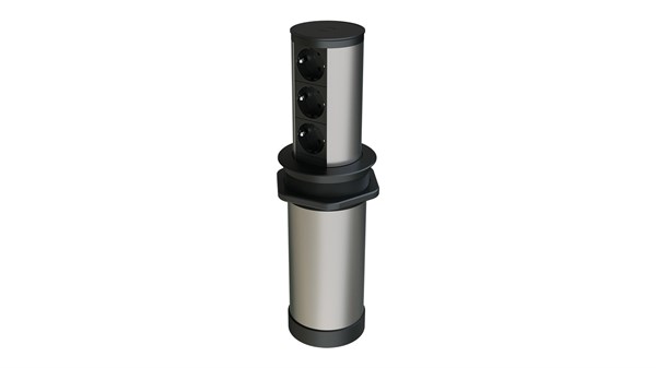 Metalline® Tower-Line Bas-Aç Masaüstü Priz Kutusu - Siyah