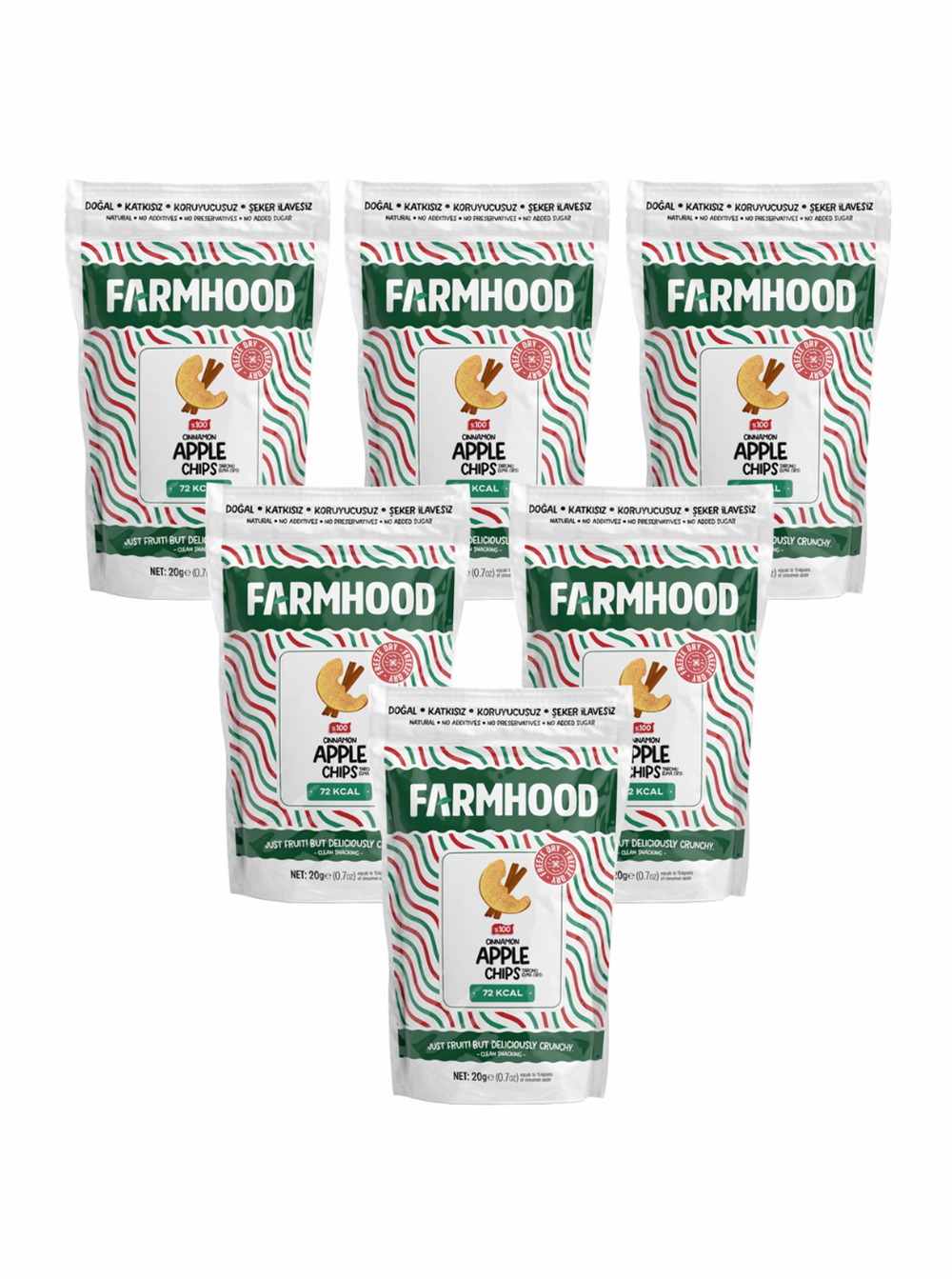 FARMHOOD 6x Freeze Dried Tarçınlı Elma Cipsi Freeze Dry Setler