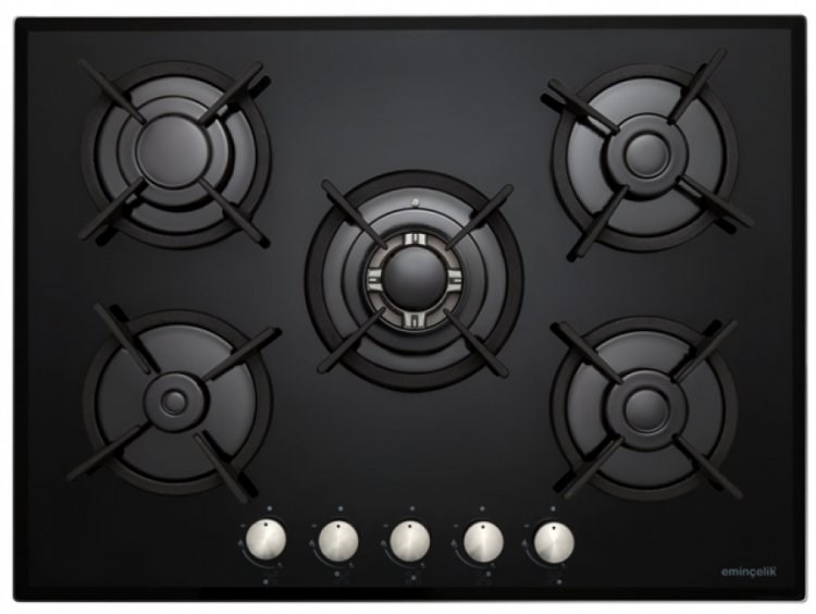 Eminçelik EC-AH 2250 BW BG70 (22 385) Ankastre 70 cm Siyah Cam Ocak (Woklu)