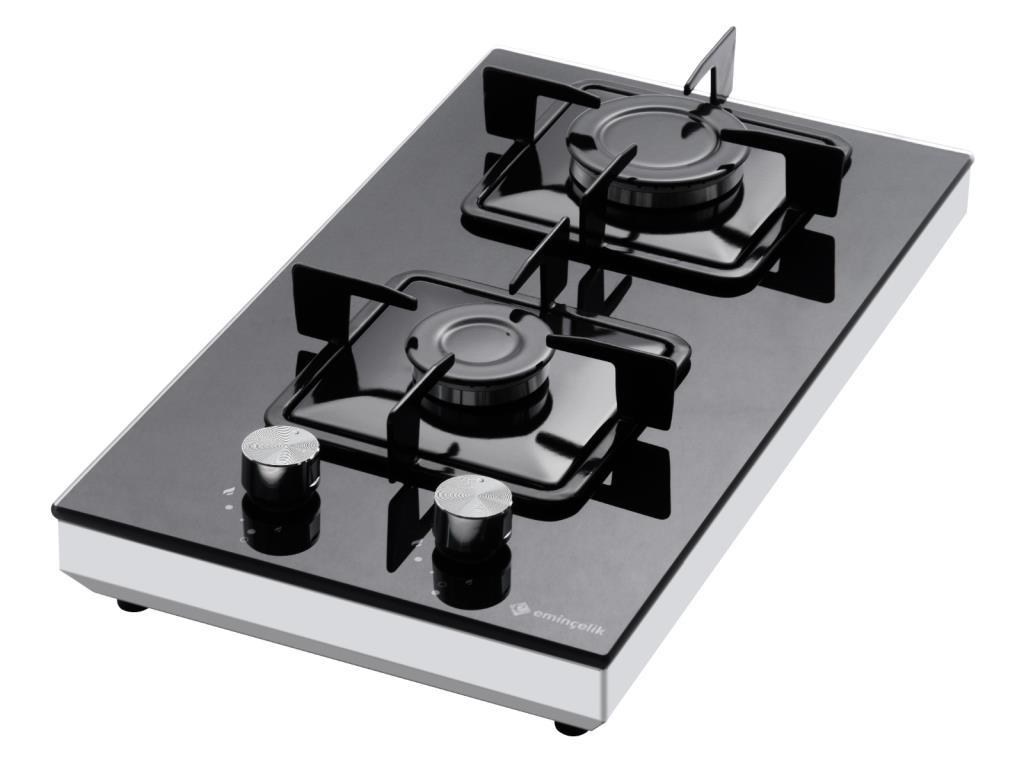 Eminçelik EC-SÜ 4120 BG30 EKNG Set Üstü Siyah Cam Domino Ocak
