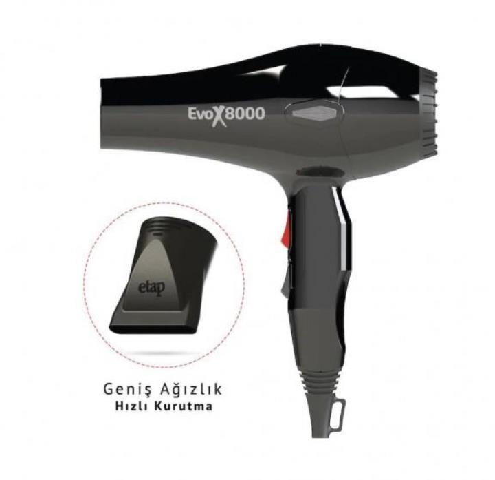 Etap Evox8000 Siyah  2500 W  Saç Kurutma Makinesi