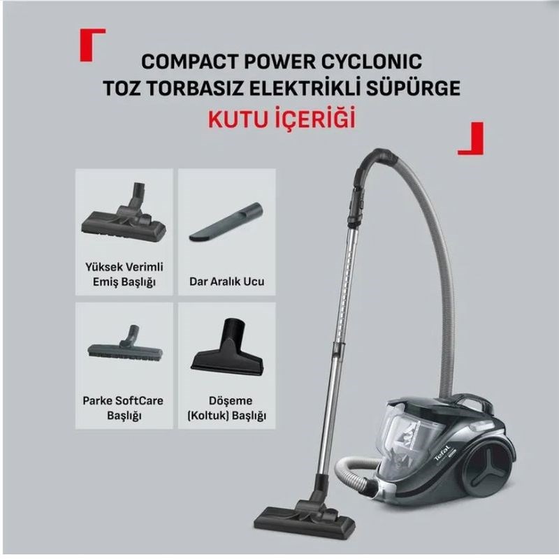 Tefal TW37B1TR Compact Power Cyclonic 850 W Toz Torbasız Elektrikli Süpürge