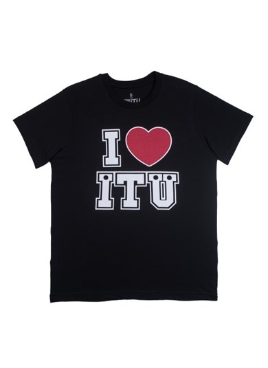 1773İtu.store I love Baskı T-Shirt Siyah