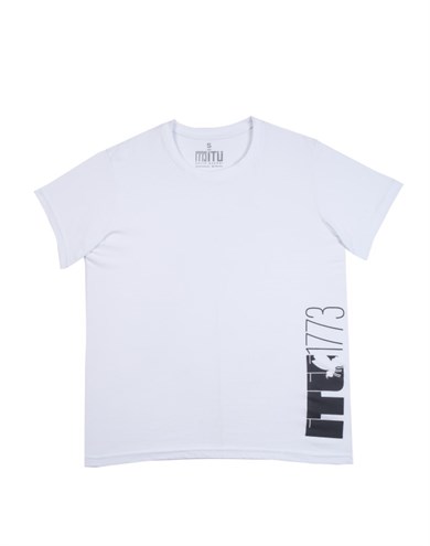 1773İtu.store Yan Arı Baskı T-Shirt Beyaz