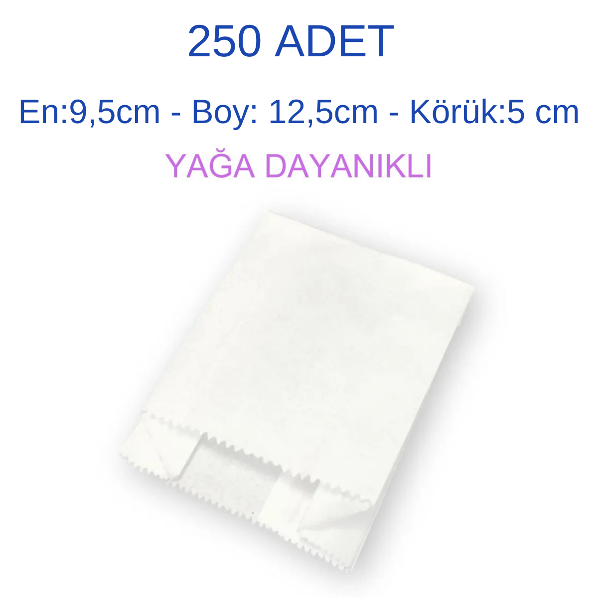 Adetli Kese Kağıdı250 Adet Cips Boy Patates Cips Kese Kağıdı-yağlı Kağıt-(EN:9,5CM/BOY:12,5CM/KÖRÜK:5CM)