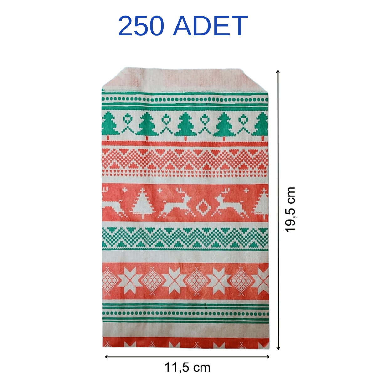 Adetli Kese Kağıdı250 Adet Desenli Hediye Kese Kağıdı (EN:11CM / BOY:19CM / KÖRÜKSÜZ)