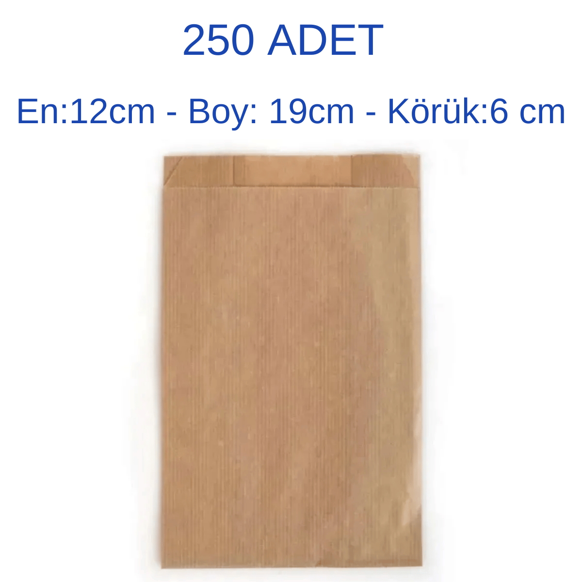 Adetli Kese Kağıdı250 Adet Küçük Boy Hediye, Poğaça Kesekağıdı Kahverengi Şamua Kağıt-(EN:12CM/BOY:19CM/KÖRÜK:6CM)