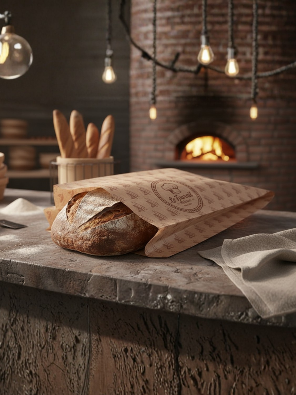 Baget Ekmek Kese KağıtlarıBaskılı Baget Ekmek Kese Kağıdı