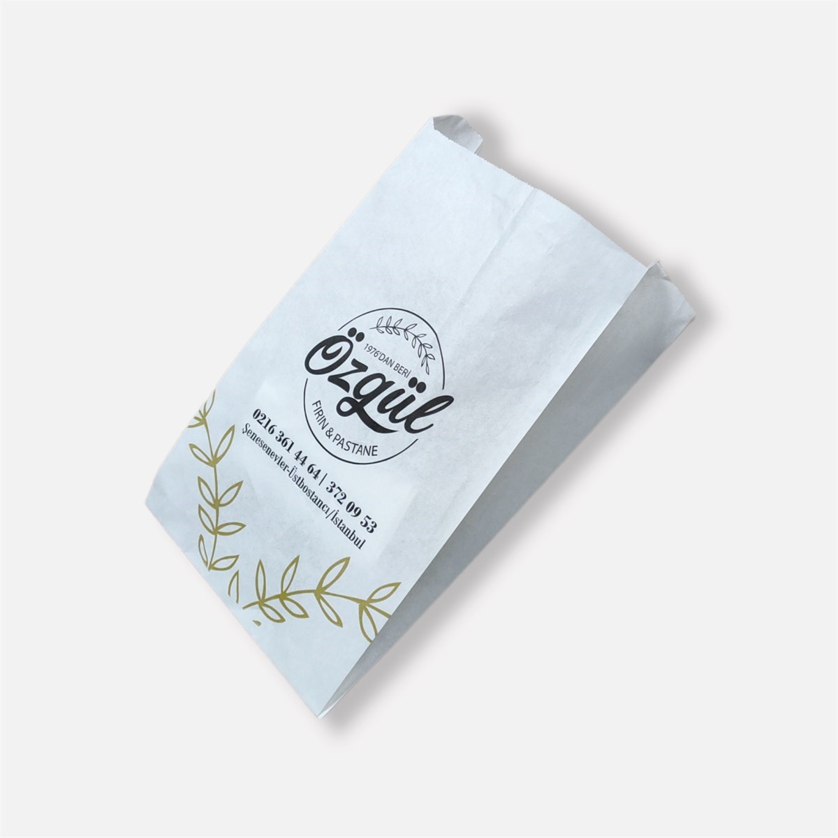 Baskılı Normal Boy Tek Ekmek Kesekağıdı-Beyaz Sülfit Kağıt-(En:15cm/Boy:31cm/Körük:8cm)