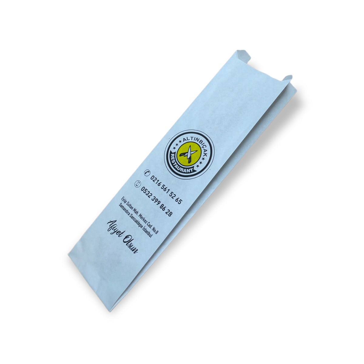 Baskılı Normal  Dürüm Kesekağıdı-Beyaz Yağlı Kağıt-(En:7cm/Boy:31cm/Körük:4cm)